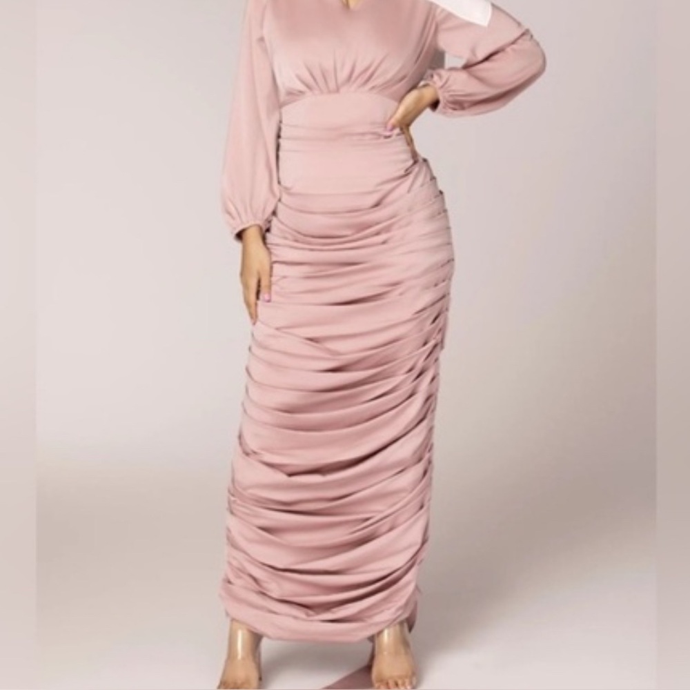 Elegant Pink Satin Dress